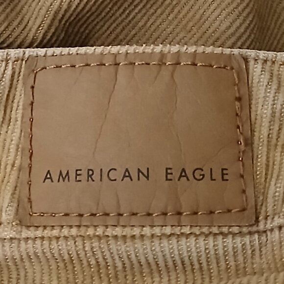 American Eagle Pants Size 8 Long Corduroy Mom Straight Jean Khaki Tan High Rise - Picture 7 of 11